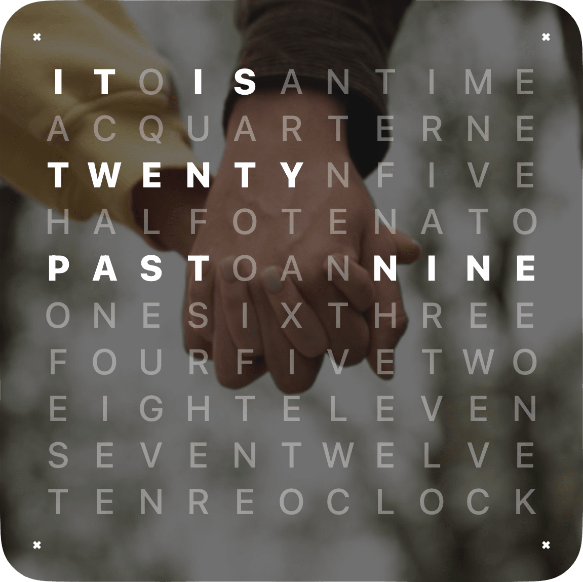 Word Clock Pro widget with a personal photo background