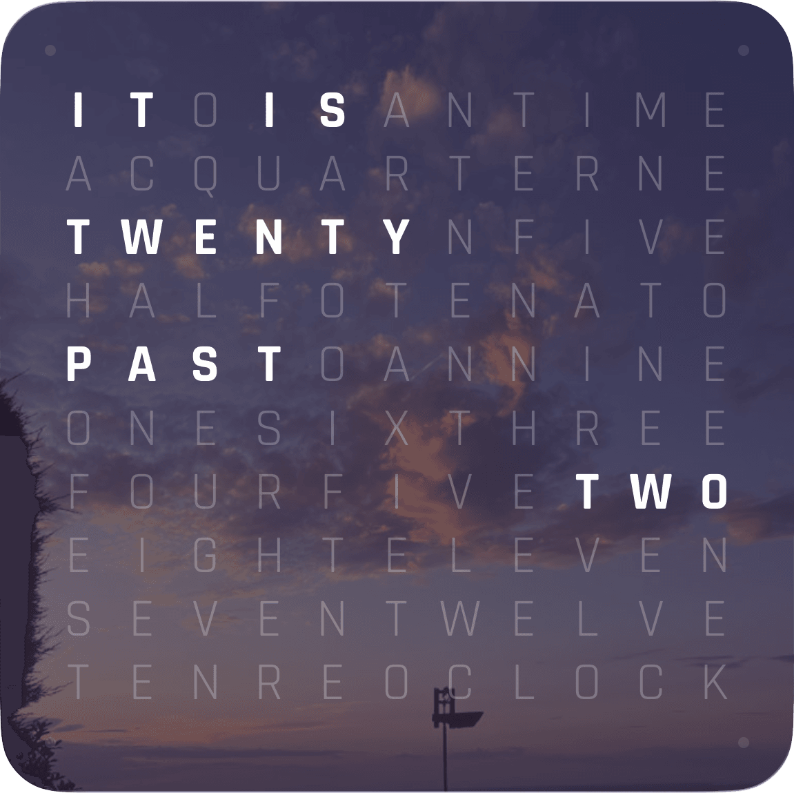 Word Clock Pro widget over a custom photo background