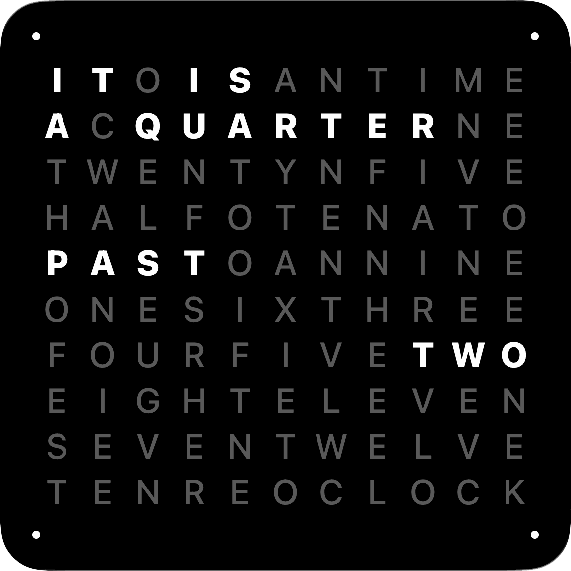 Word Clock Pro widget in classic black theme