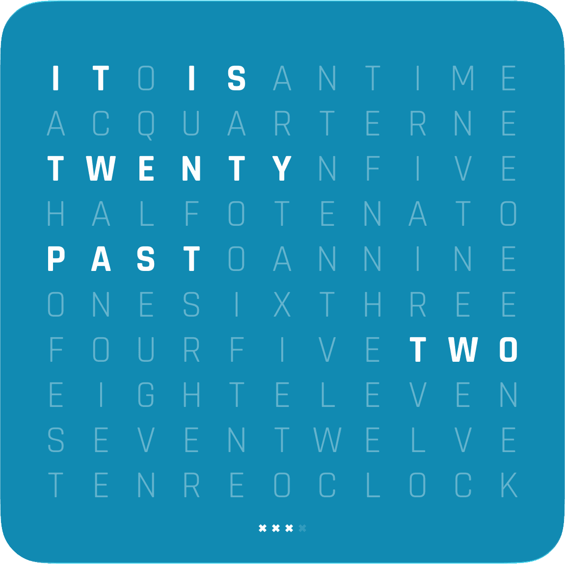 Word Clock Pro widget in teal theme